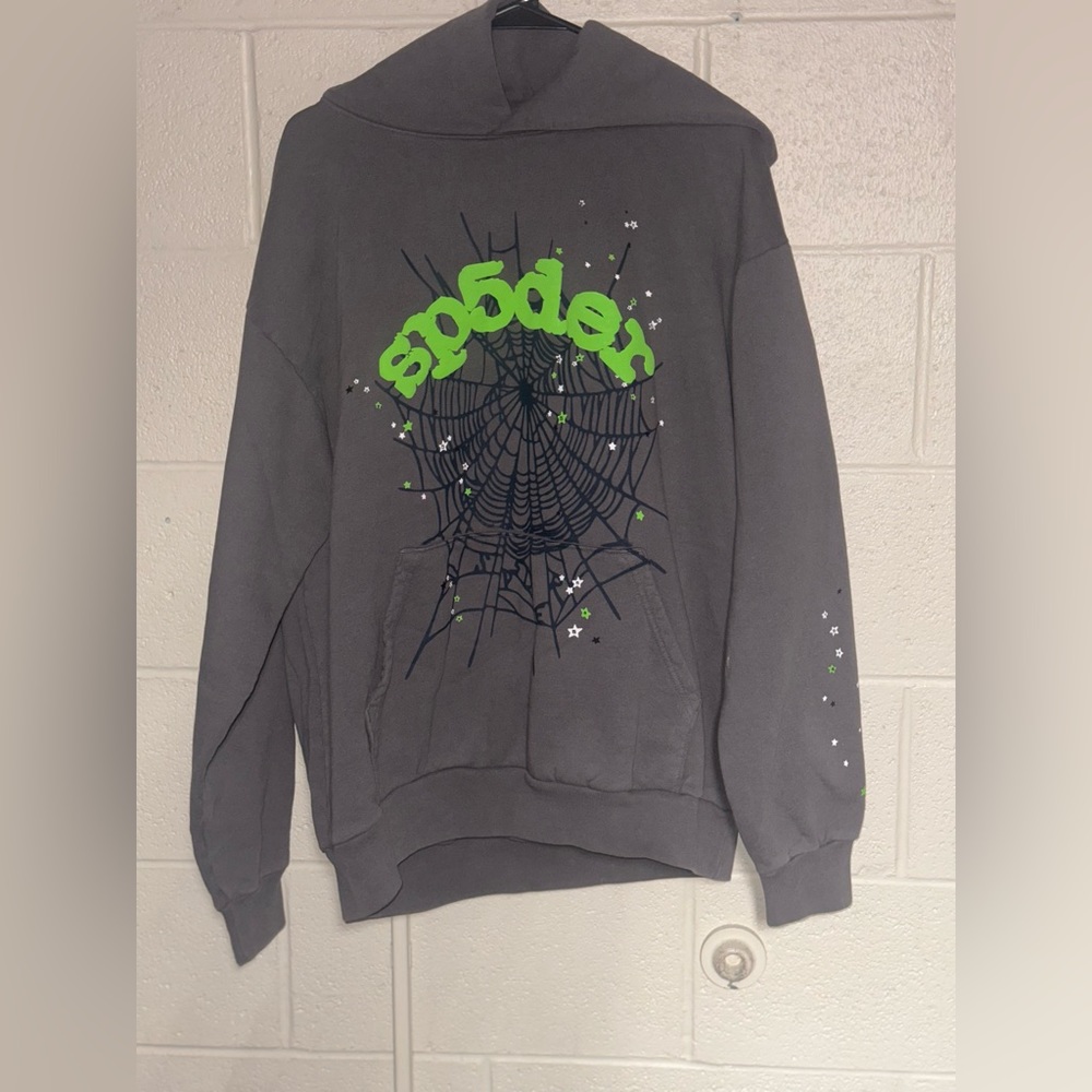 Sp5der Wait Web Hoodie Slate Grey